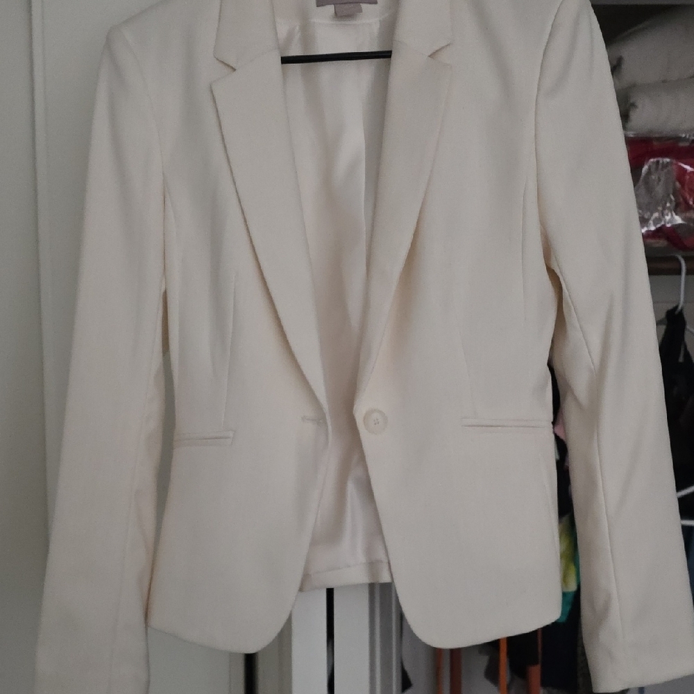 Classic Cream Single-Button Blazer for Women Sz XSmall 17×23 - Picture 3 of 10